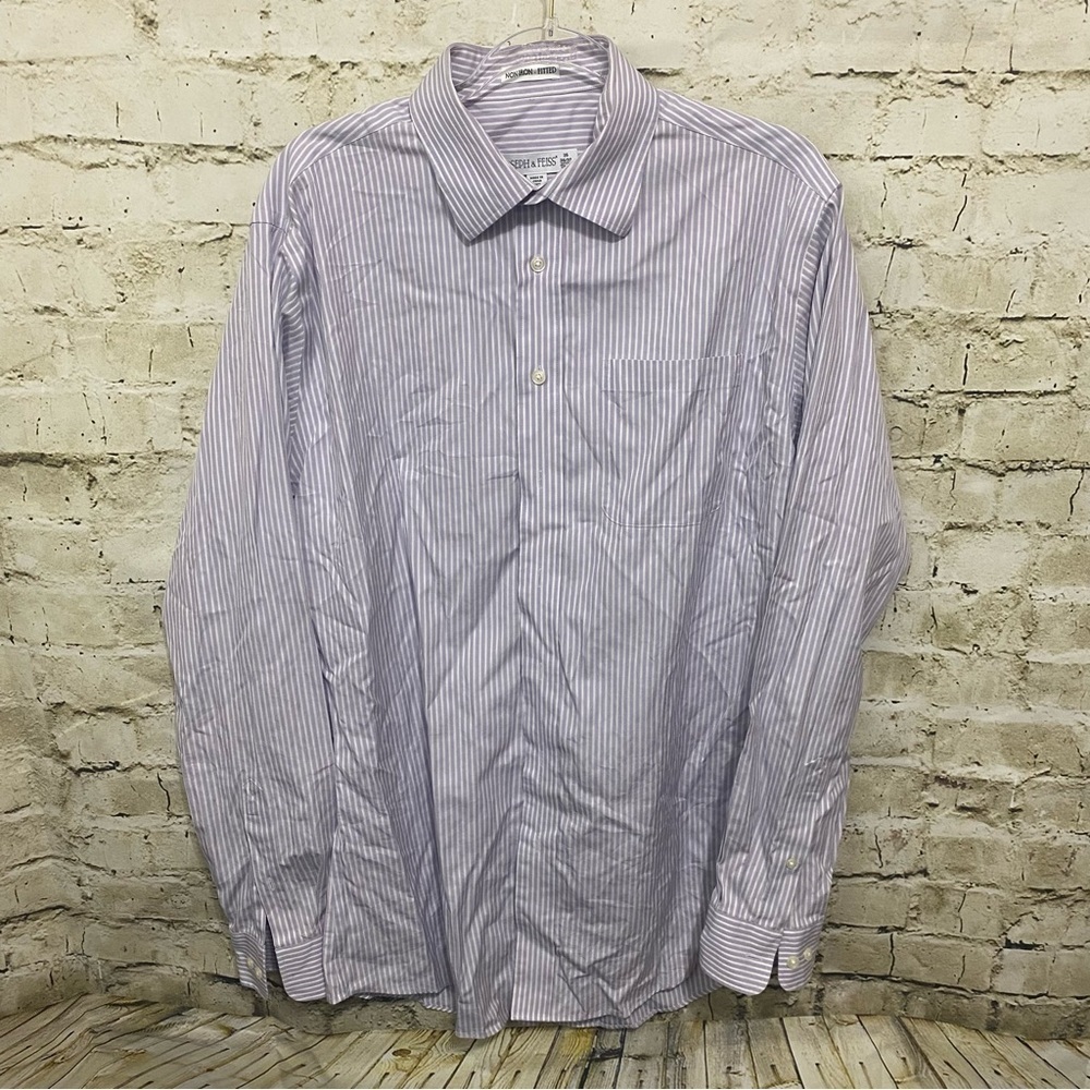 Joseph & Feiss Purple White Striped Fitted Non Iron Button Up